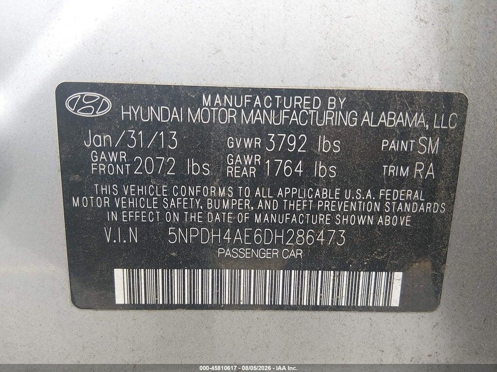 5NPDH4AE6DH286473 2013 HYUNDAI ELANTRA photo no. 9