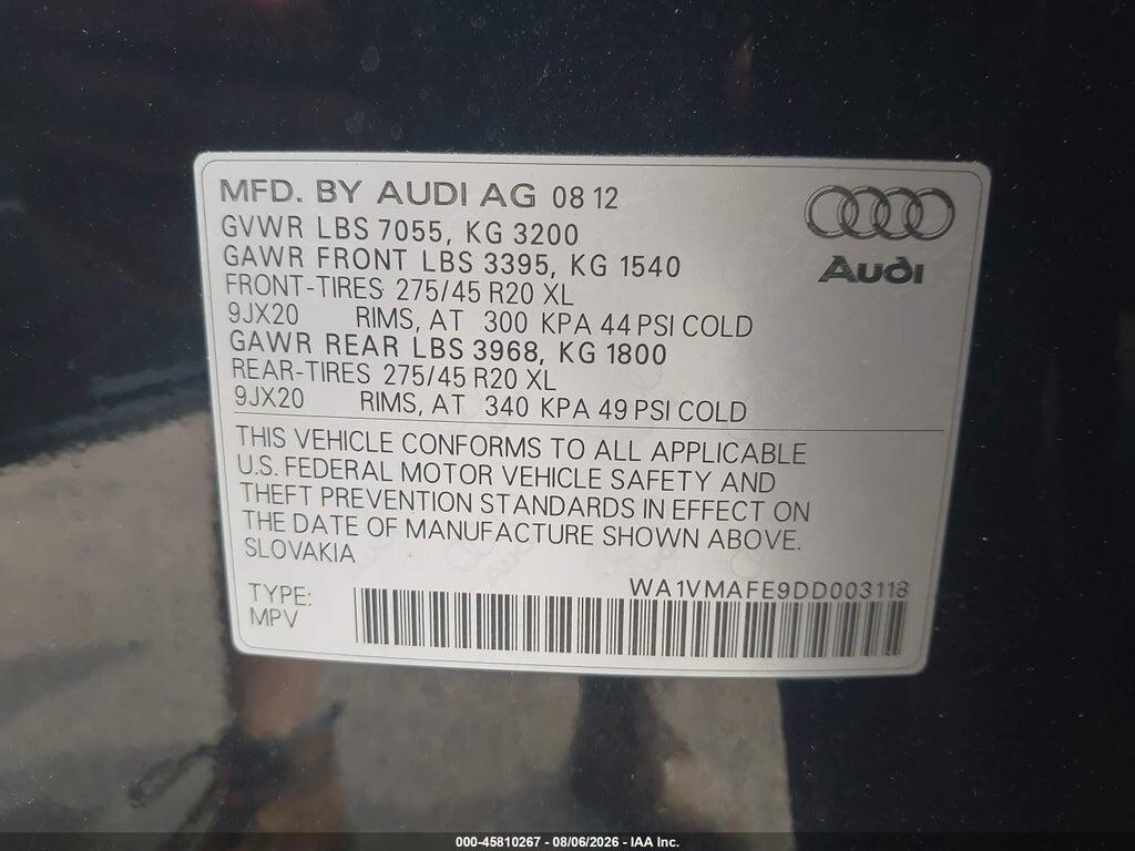WA1VMAFE9DD003118 2013 AUDI Q7 photo no. 8