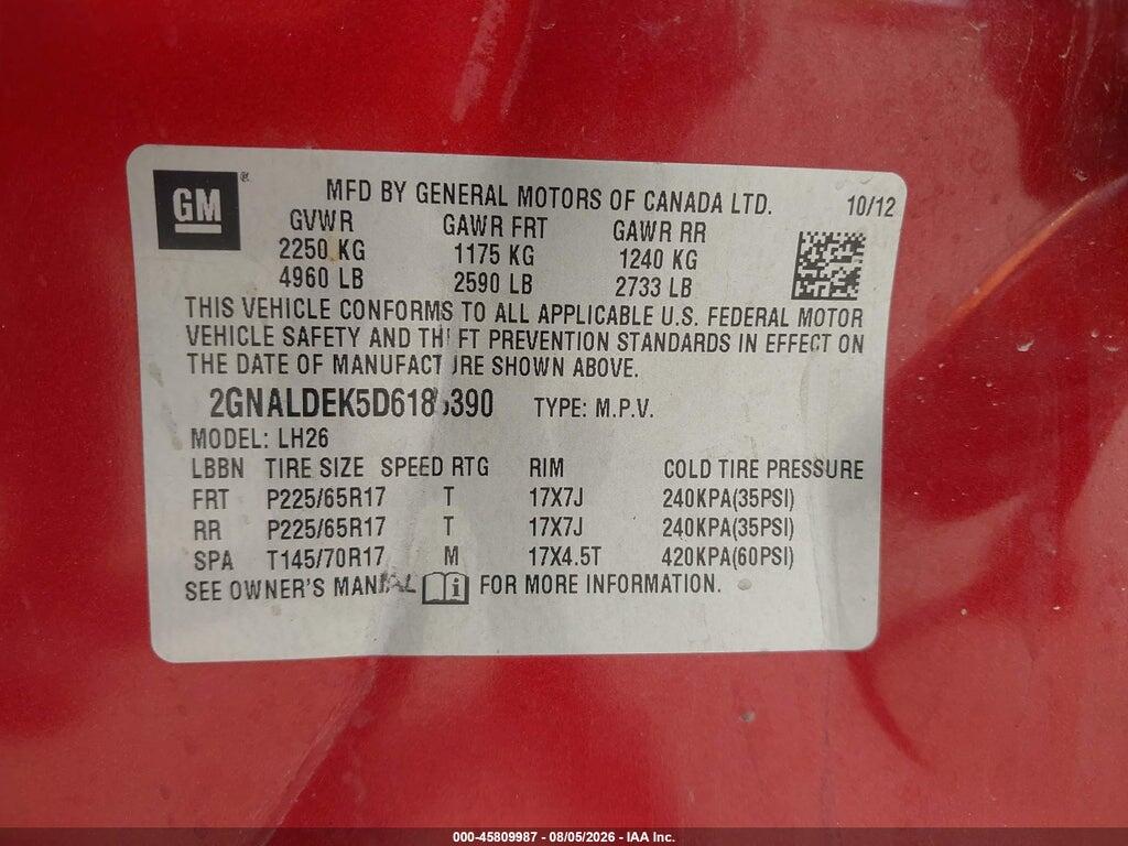 2GNALDEK5D6185390 2013 CHEVROLET EQUINOX photo no. 9