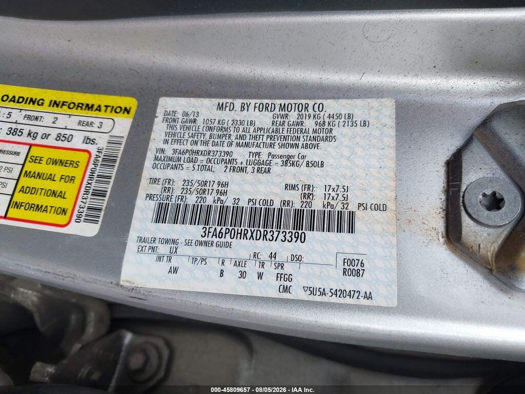 3FA6P0HRXDR373390 2013 FORD FUSION photo no. 9