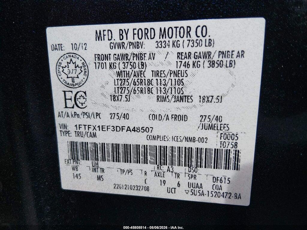 1FTFX1EF3DFA48507 2013 FORD F-150 photo no. 9