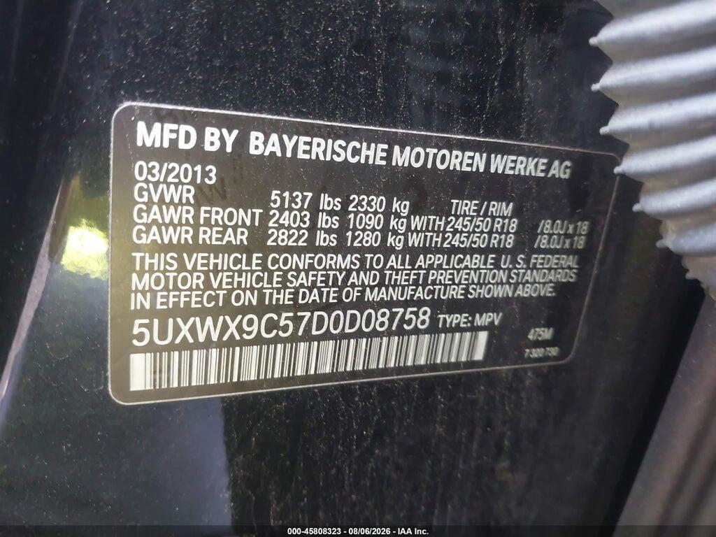 5UXWX9C57D0D08758 2013 BMW X3 photo no. 9