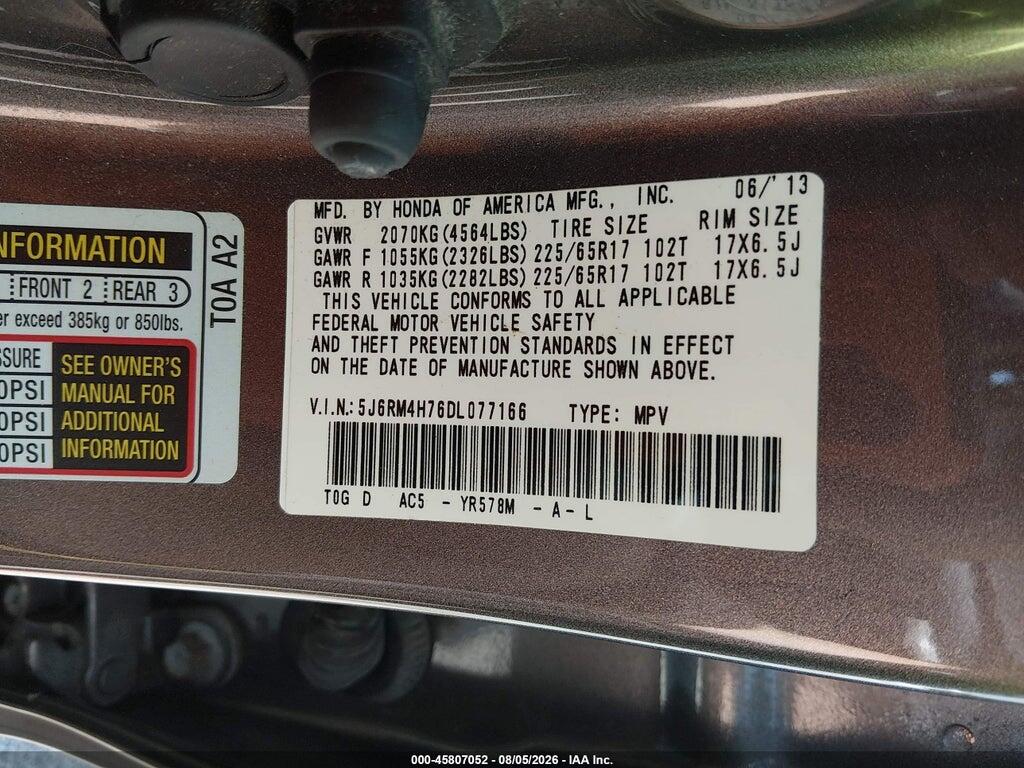 5J6RM4H76DL077166 2013 HONDA CR-V photo no. 9