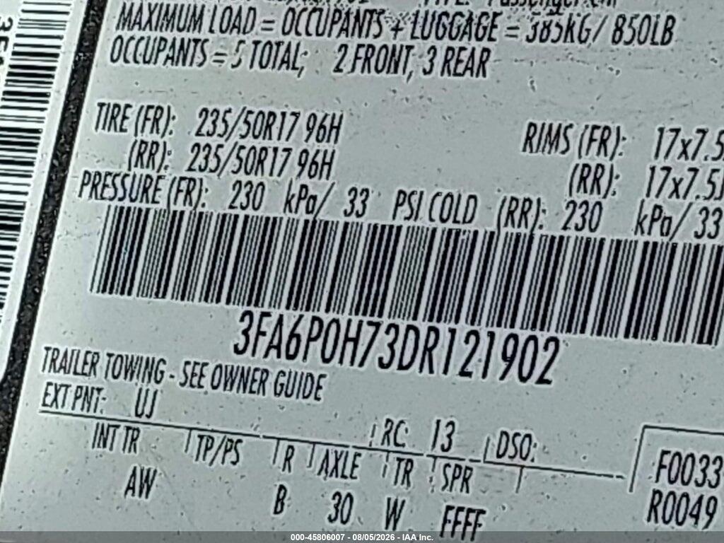 3FA6P0H73DR121902 2013 FORD FUSION photo no. 9
