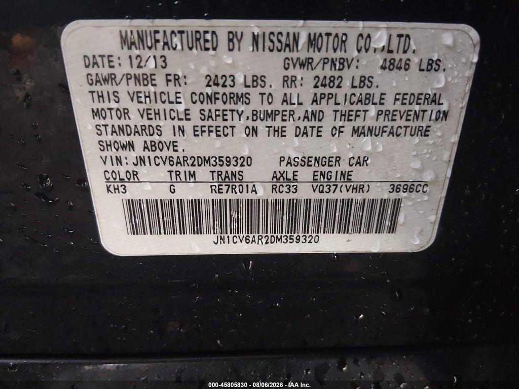 JN1CV6AR2DM359320 2013 INFINITI G37X photo no. 8