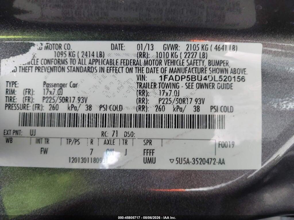 1FADP5BU4DL520156 2013 FORD C-MAX HYBRID photo no. 9