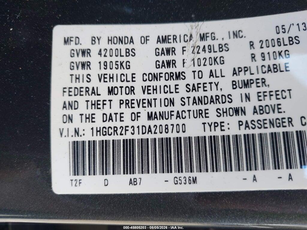 1HGCR2F31DA208700 2013 HONDA ACCORD photo no. 9