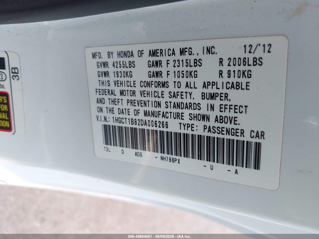 1HGCT1B82DA006266 2013 HONDA ACCORD photo no. 9