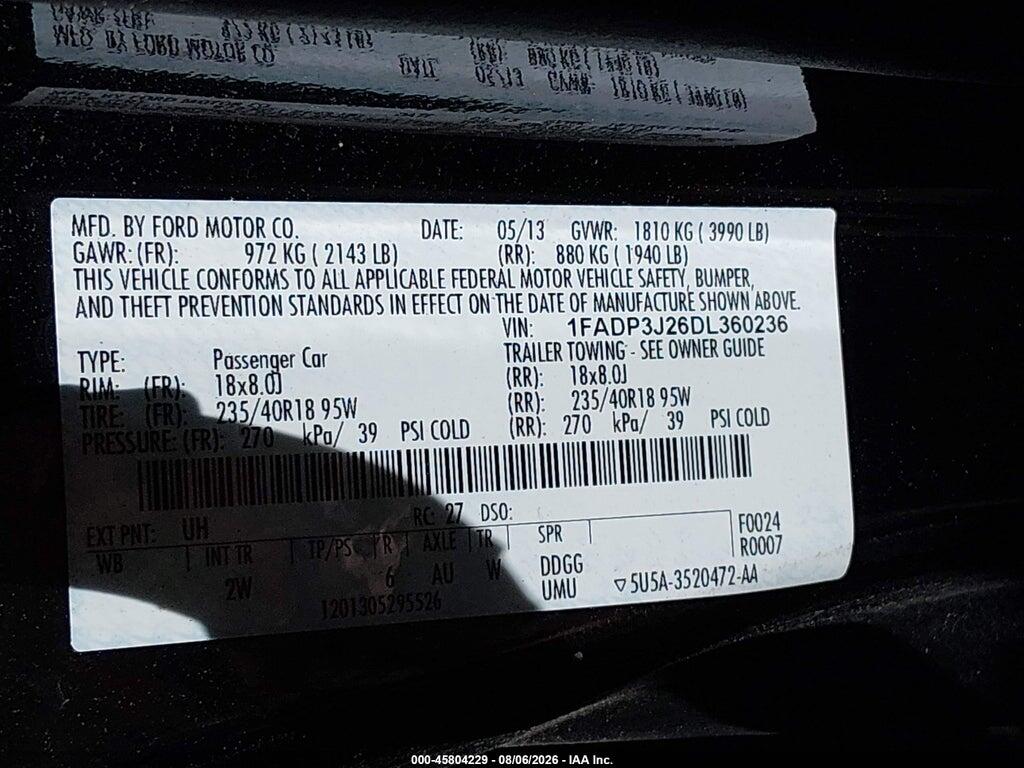 1FADP3J26DL360236 2013 FORD FOCUS photo no. 9