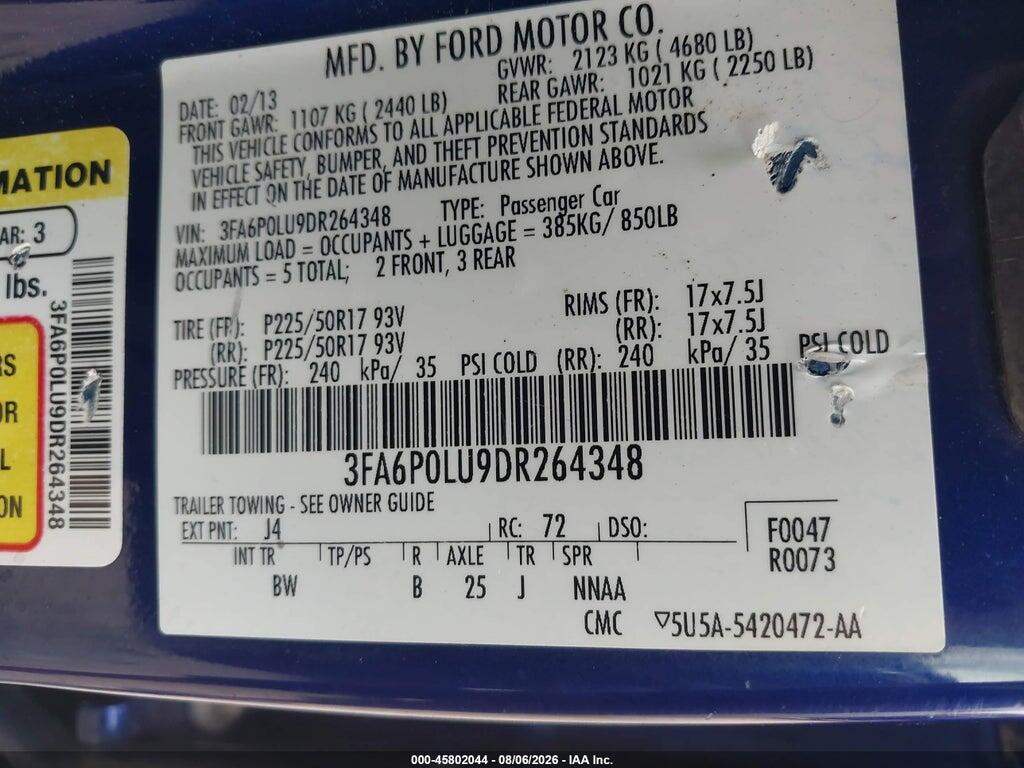3FA6P0LU9DR264348 2013 FORD FUSION HYBRID photo no. 9