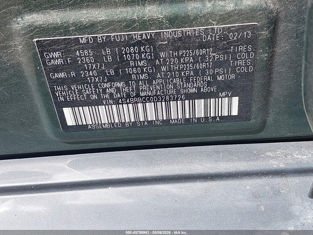 4S4BRBCC0D3283726 2013 SUBARU OUTBACK photo no. 9