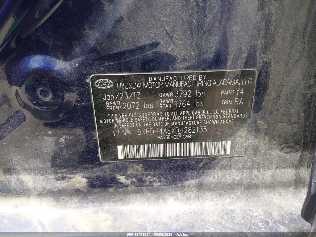 5NPDH4AEXDH282135 2013 HYUNDAI ELANTRA photo no. 9