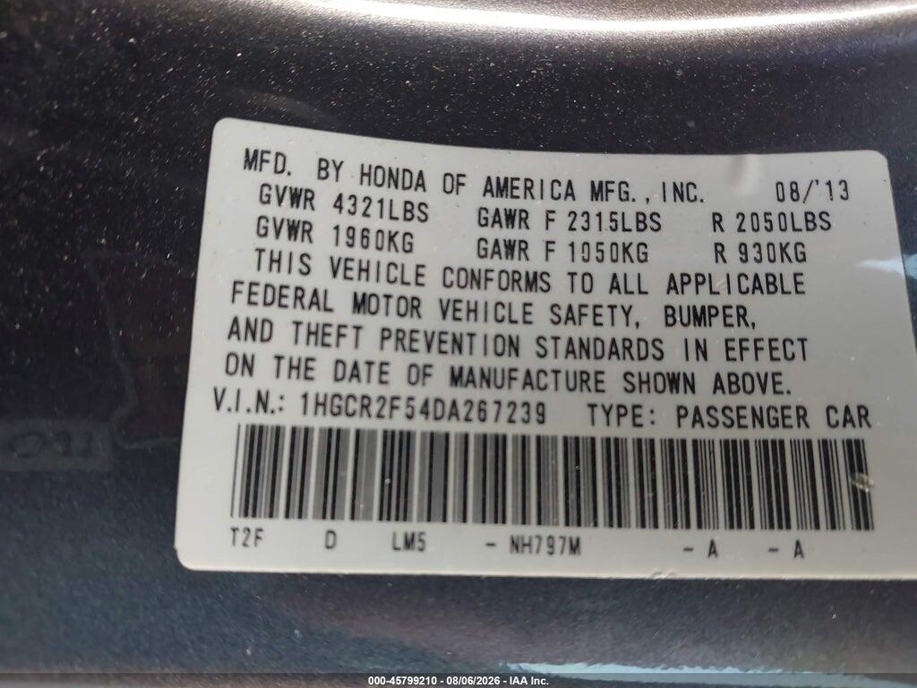 1HGCR2F54DA267239 2013 HONDA ACCORD photo no. 9