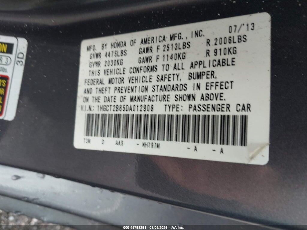1HGCT2B85DA012908 2013 HONDA ACCORD photo no. 9
