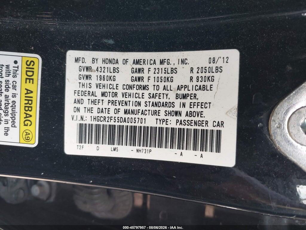 1HGCR2F55DA005701 2013 HONDA ACCORD photo no. 9
