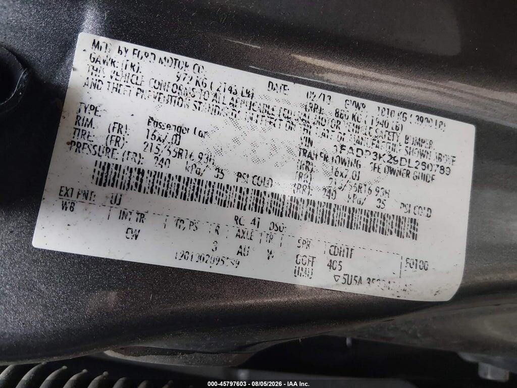 1FADP3K29DL260789 2013 FORD FOCUS photo no. 9