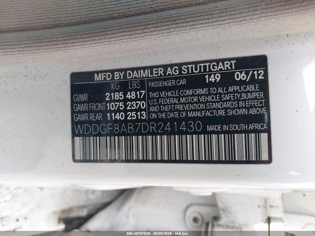 WDDGF8AB7DR241430 2013 MERCEDES-BENZ C 300 photo no. 9