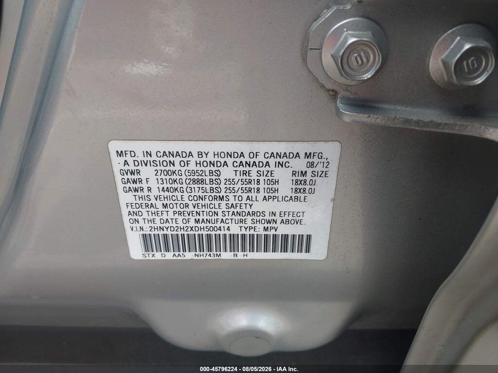 2HNYD2H2XDH500414 2013 ACURA MDX photo no. 9