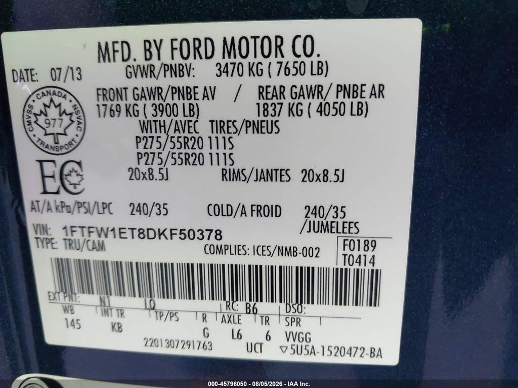 1FTFW1ET8DKF50378 2013 FORD F-150 photo no. 9