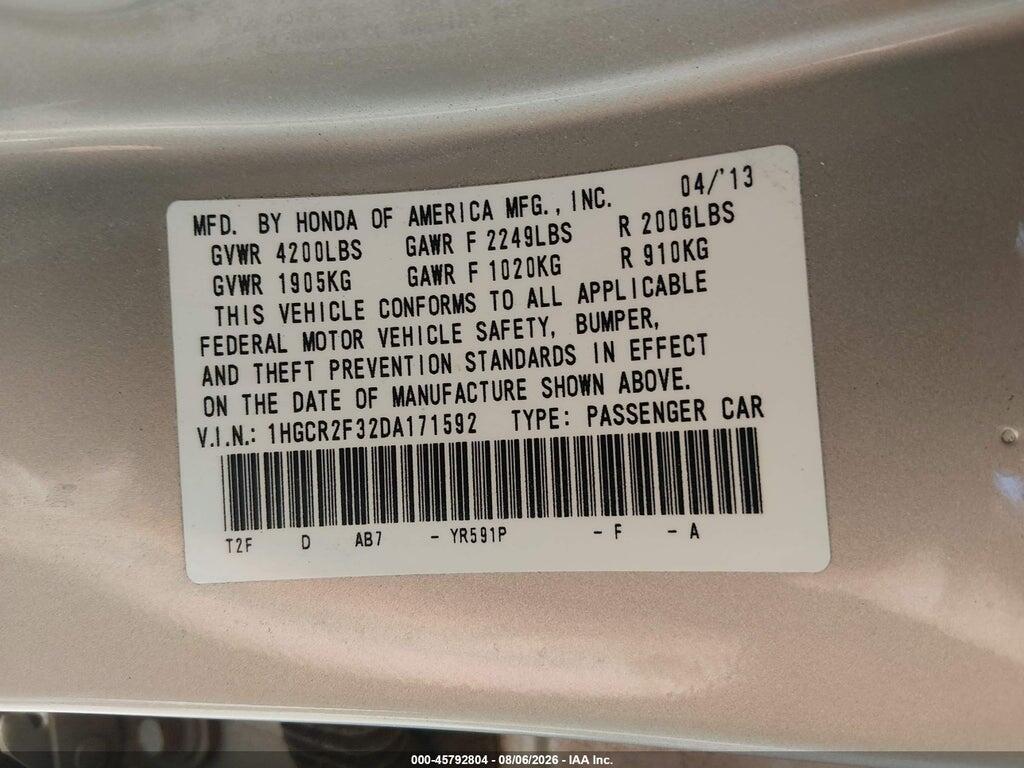 1HGCR2F32DA171592 2013 HONDA ACCORD photo no. 9