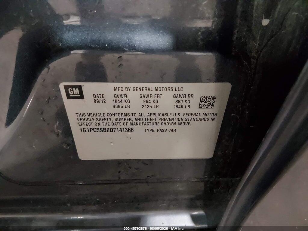 1G1PC5SB0D7141366 2013 CHEVROLET CRUZE photo no. 8