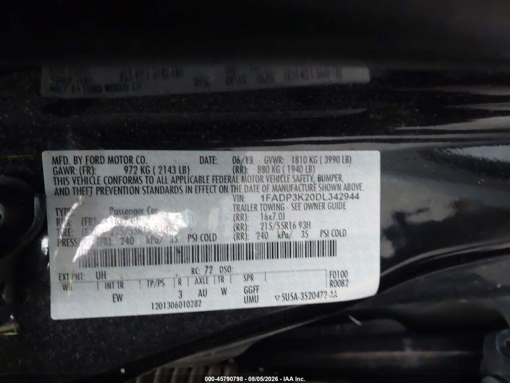 1FADP3K20DL342944 2013 FORD FOCUS photo no. 9