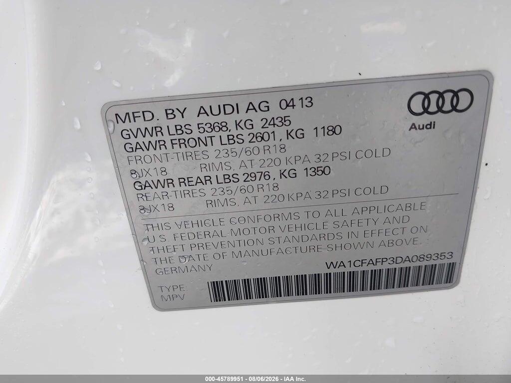 WA1CFAFP3DA089353 2013 AUDI Q5 photo no. 9