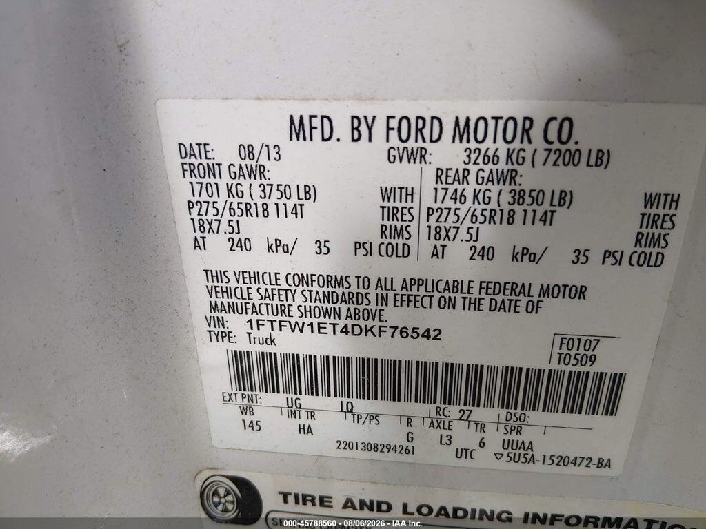 1FTFW1ET4DKF76542 2013 FORD F-150 photo no. 9