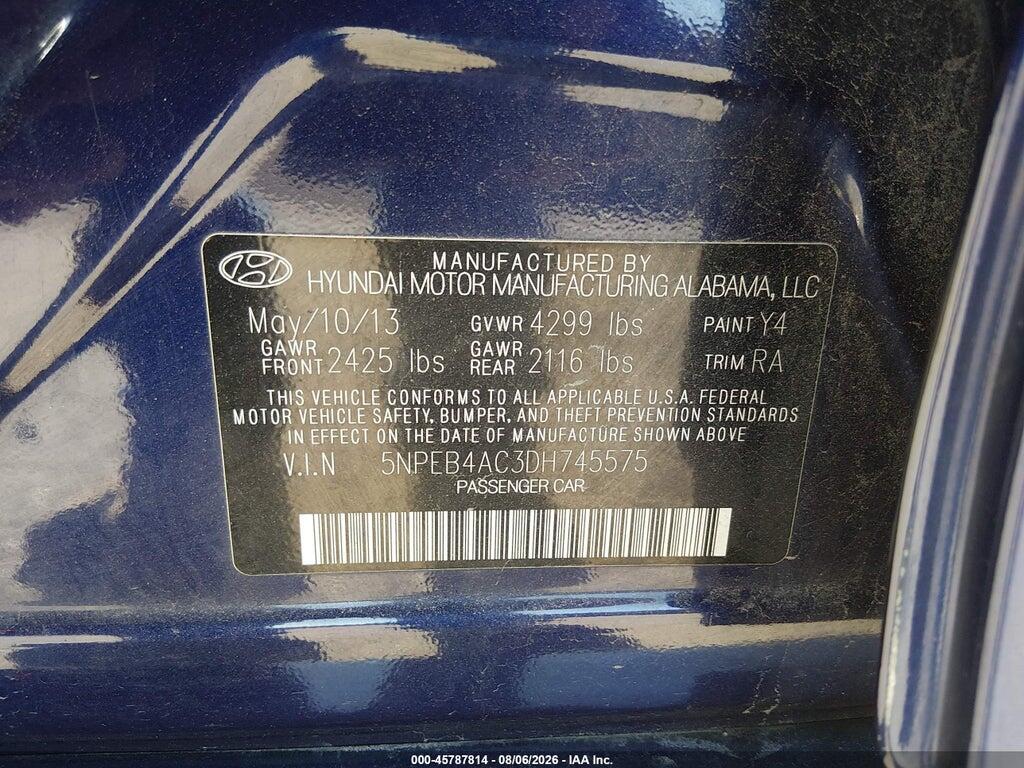 5NPEB4AC3DH745575 2013 HYUNDAI SONATA photo no. 9