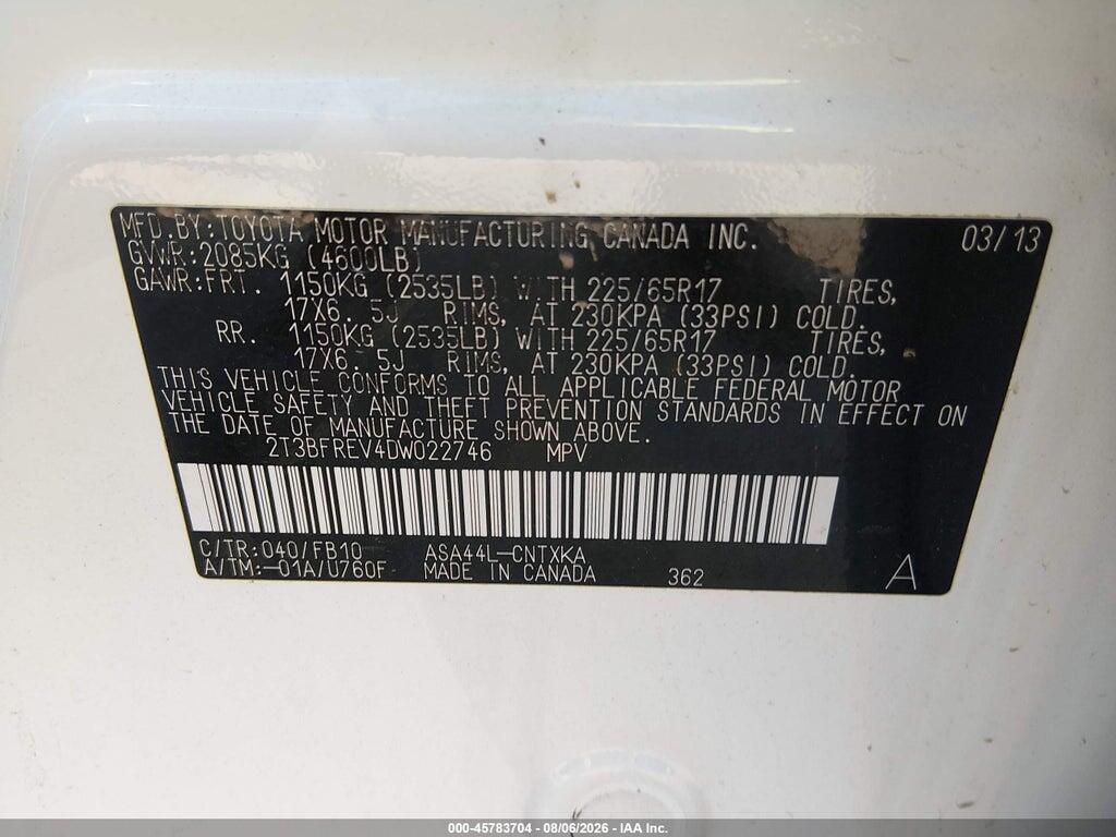 2T3BFREV4DW022746 2013 TOYOTA RAV4 photo no. 9