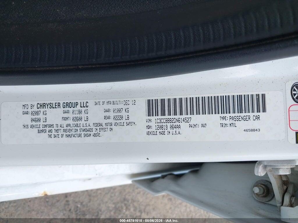 1C3CCBBB2DN614527 2013 CHRYSLER 200 photo no. 9