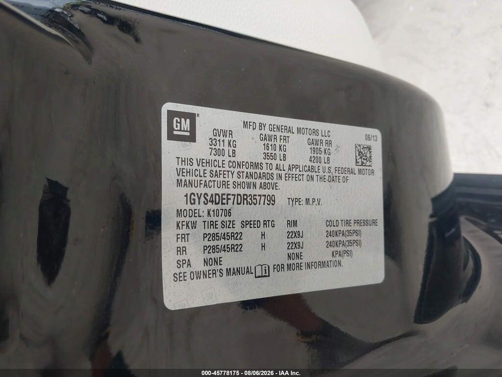 1GYS4DEF7DR357799 2013 CADILLAC ESCALADE photo no. 9