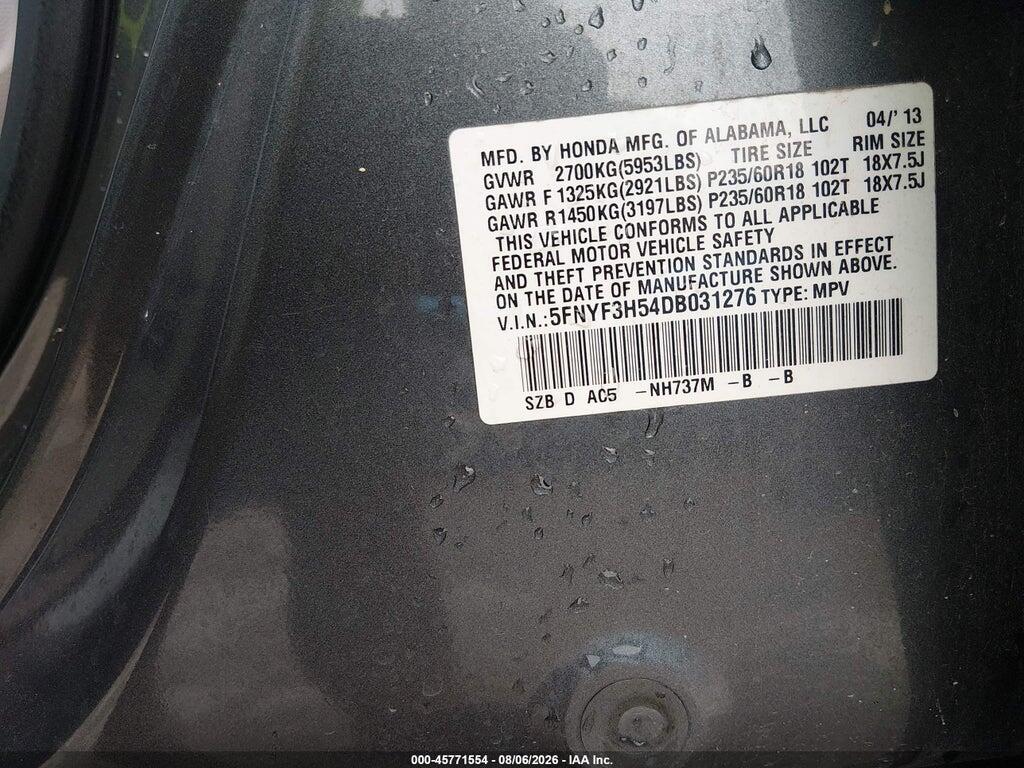 5FNYF3H54DB031276 2013 HONDA PILOT photo no. 9