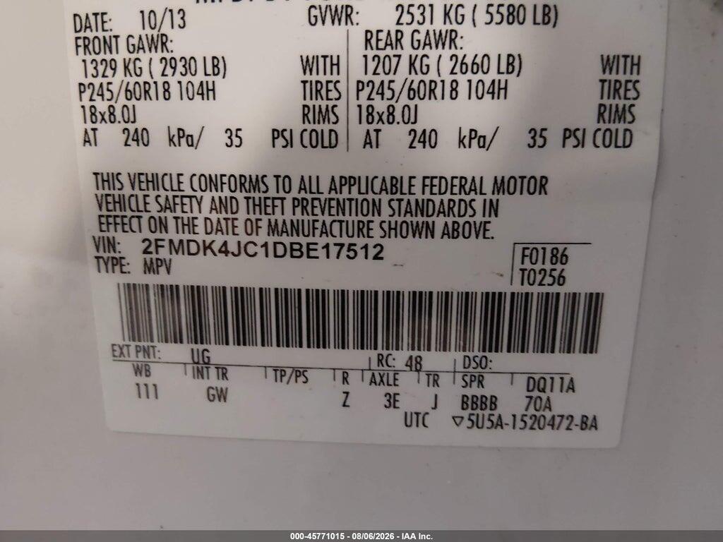 2FMDK4JC1DBE17512 2013 FORD EDGE photo no. 9