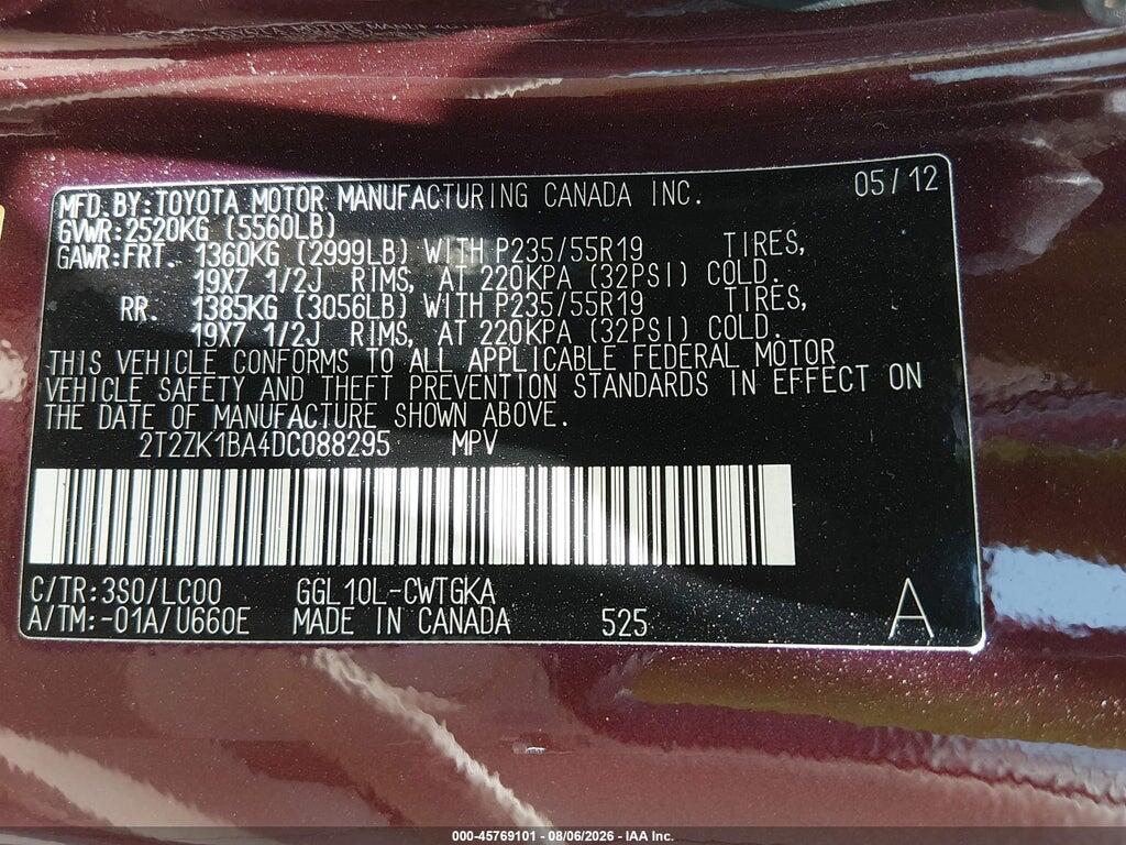 2T2ZK1BA4DC088295 2013 LEXUS RX 350 photo no. 9