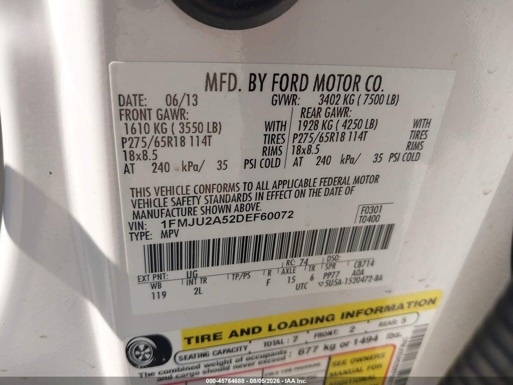 1FMJU2A52DEF60072 2013 FORD EXPEDITION photo no. 9