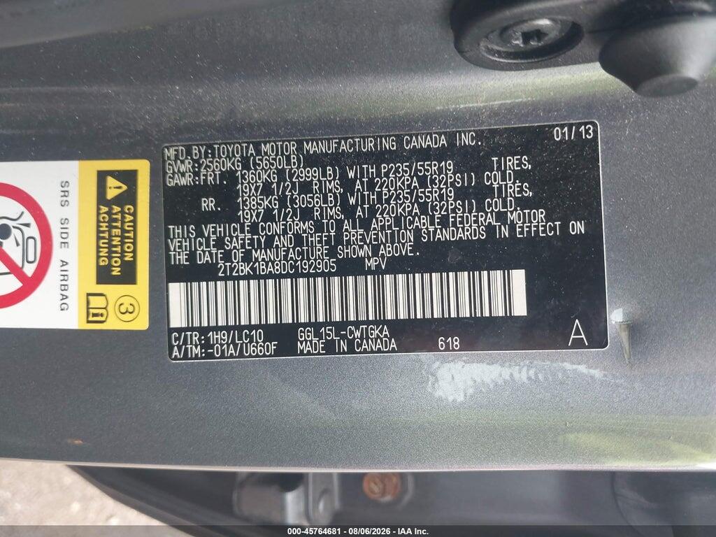 2T2BK1BA8DC192905 2013 LEXUS RX 350 photo no. 9