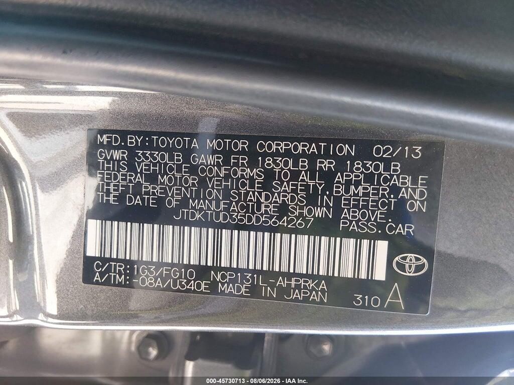 JTDKTUD35DD564267 2013 TOYOTA YARIS photo no. 9