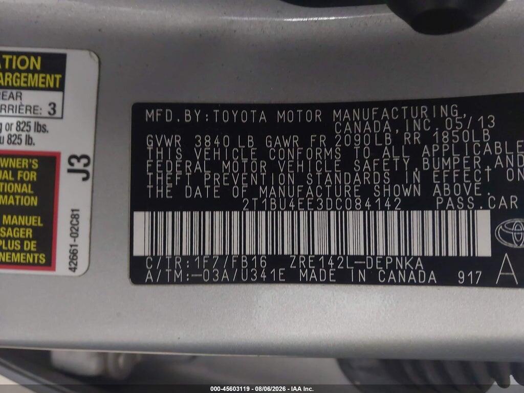 2T1BU4EE3DC084142 2013 TOYOTA COROLLA photo no. 9