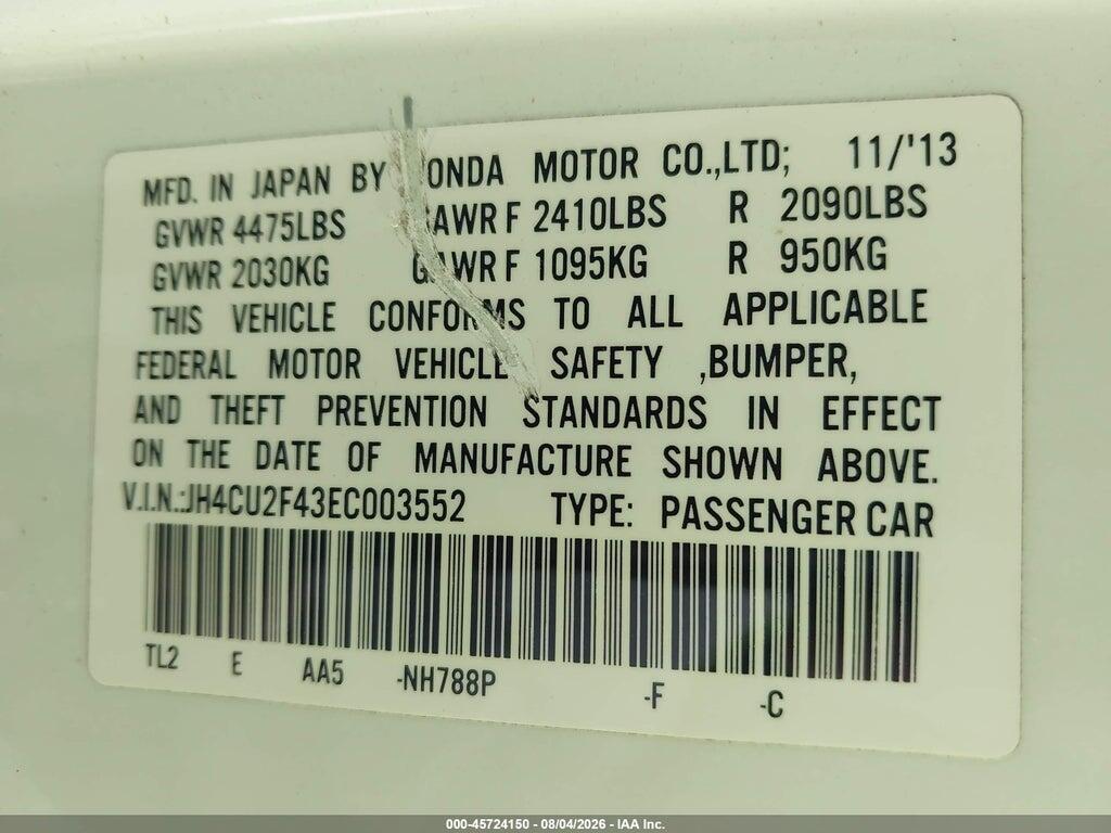 JH4CU2F43EC003552 2014 ACURA TSX photo no. 9