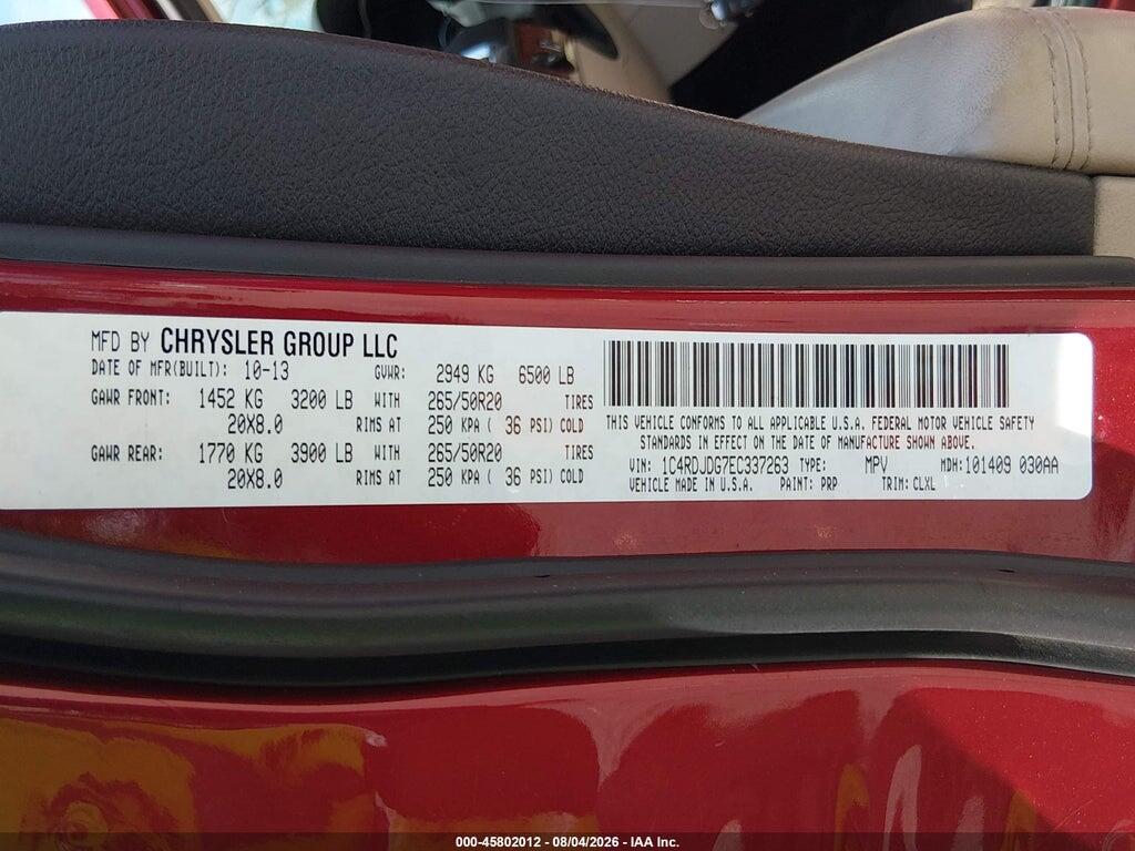1C4RDJDG7EC337263 2014 DODGE DURANGO photo no. 9