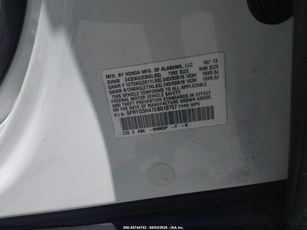 5FRYD3H47EB010757 2014 ACURA MDX photo no. 9