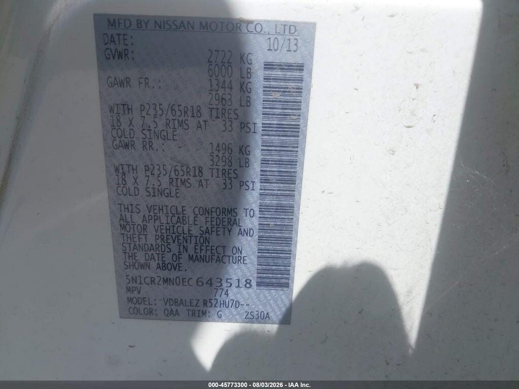 5N1CR2MN0EC643518 2014 NISSAN PATHFINDER HYBRID photo no. 9