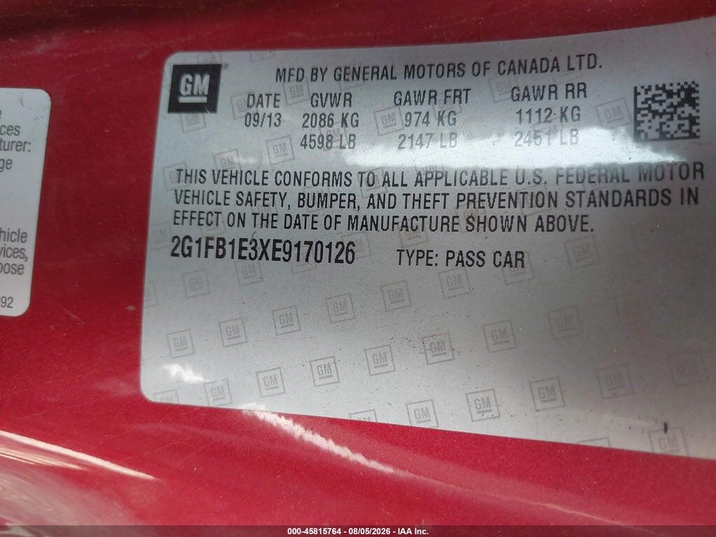 2G1FB1E3XE9170126 2014 CHEVROLET CAMARO photo no. 9