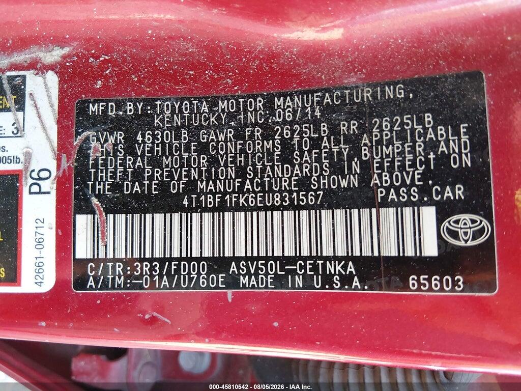 4T1BF1FK6EU831567 2014 TOYOTA CAMRY photo no. 9
