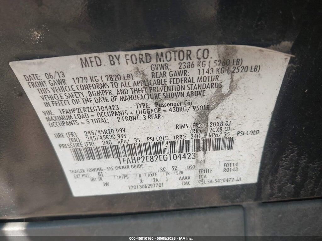 1FAHP2E82EG104423 2014 FORD TAURUS photo no. 9