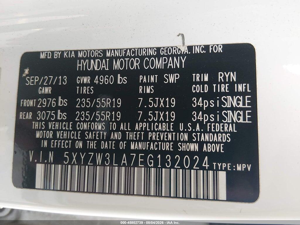 5XYZW3LA7EG132024 2014 HYUNDAI SANTA FE SPORT photo no. 9