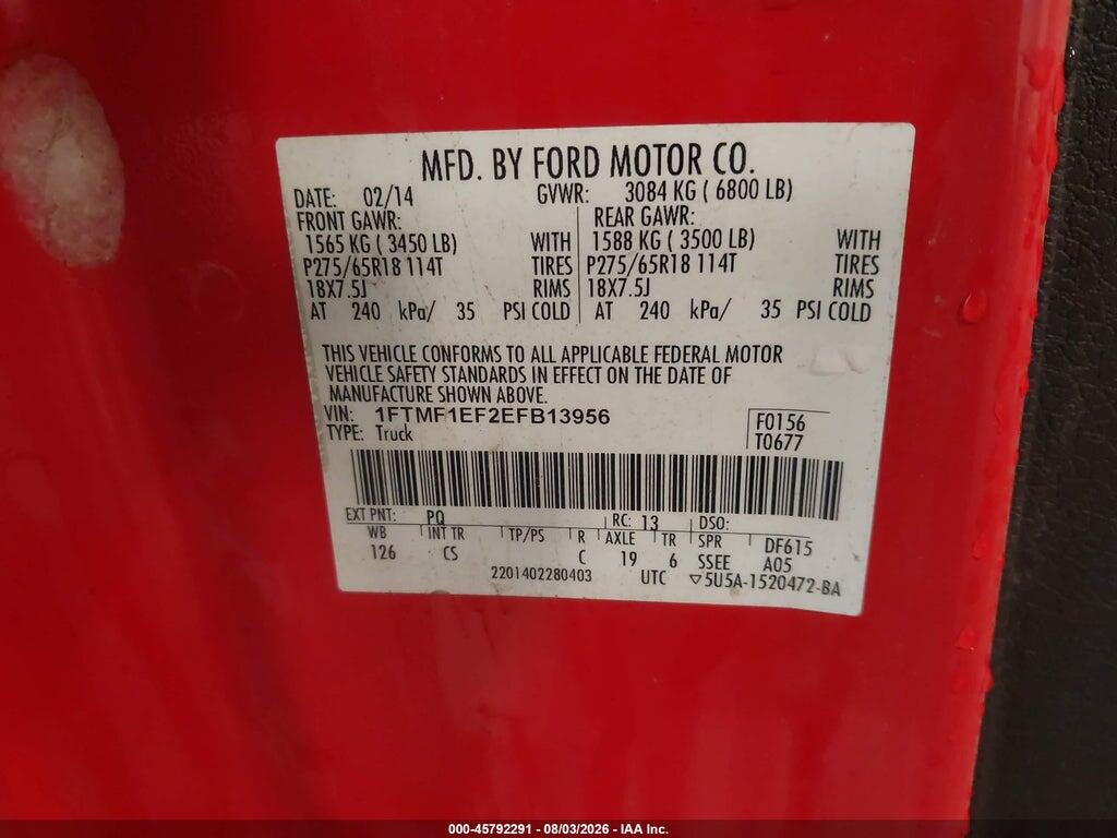 1FTMF1EF2EFB13956 2014 FORD F-150 photo no. 9
