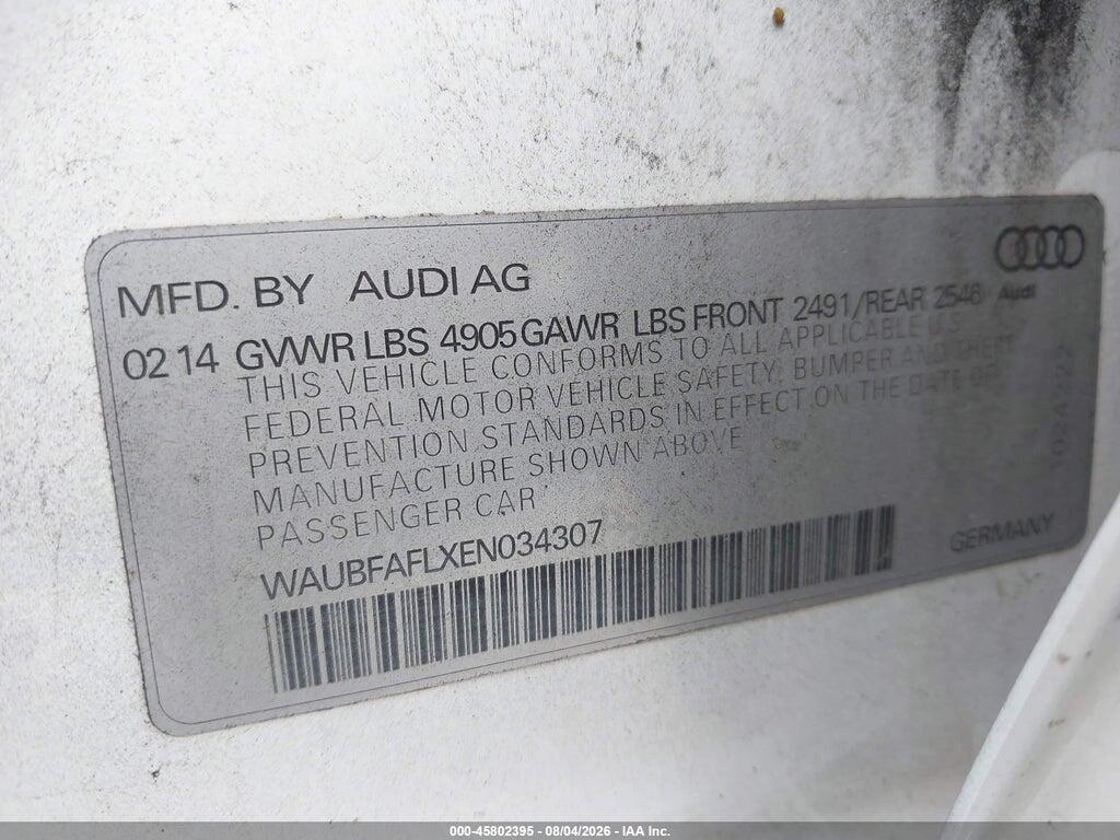WAUBFAFLXEN034307 2014 AUDI A4 photo no. 9