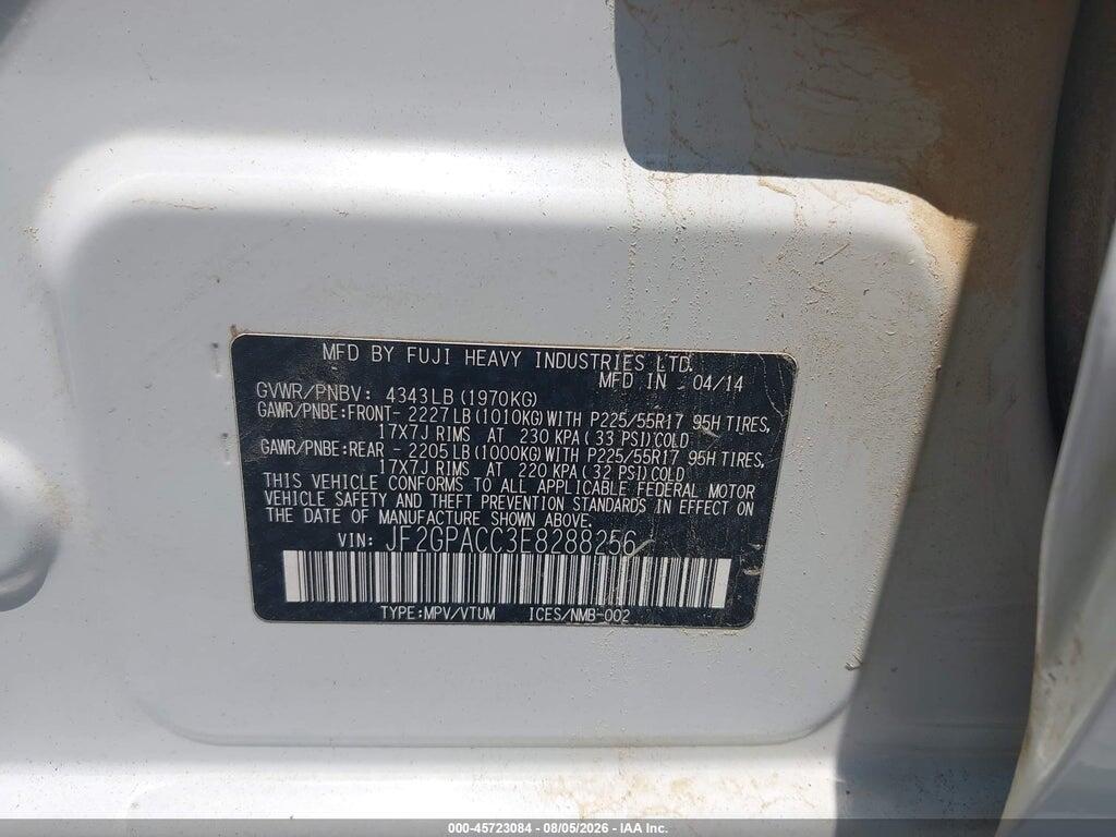 JF2GPACC3E8288256 2014 SUBARU XV CROSSTREK photo no. 9